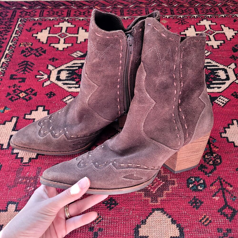 Matisse Brown Suede Cowboy Boots Sz 8.5 - Picture 2 of 7